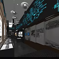 Modern Exhibition Hall Interior Featuring Historical Exhibits Wall Carvings And Display Cabinets