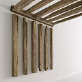 Rustic Stone Wood Beams With Natural Texture And Light Brown Worn Marks 3d model