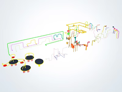 Colorful Modern Kids Playground Equipment With Slides Climbing Frames And Circular Platforms 3d model