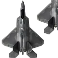 Modern Gray Camouflage Fighter Jet With Sleek Design And Two Views