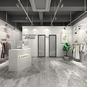 Modern Clothing Store Black and White Grey Clothing Store 3d model