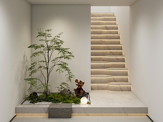 Modern stairwell landscape wrong step staircase plant 3d model