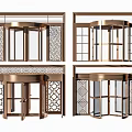 Brass Revolving Doors With Lattice Patterns And Glass Panels In Various Styles