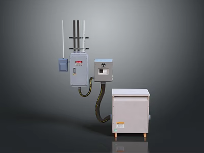 Industrial Mechanical Equipment With Vertical Column Control Box And Base Cabinet 3d model