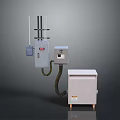 Industrial Mechanical Equipment With Vertical Column Control Box And Base Cabinet 3d model