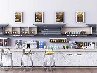 Modern Bar Chair Combination Coffee Front Desk Table and Chair 3d model