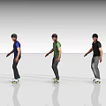 Three Men Skateboarding on Smooth Surface Wearing Different Colored Clothes