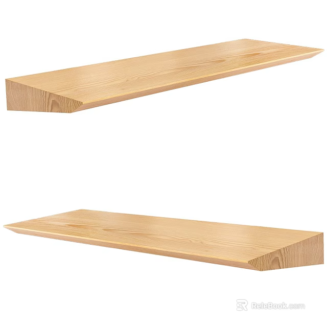 Decorative Ornament Display Set With Two Natural Wooden Shelves For Home Decor 3d model 