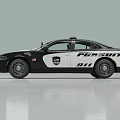 Police Utility Vehicle With Roof Lights FIRESUIT Logo Number 001 Black And White Sedan Design
