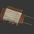 Wooden Fruit Cart With Canopy Loaded With Fresh Fruits Vegetables And Barrels