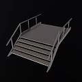 Metal Staircase With Handrails And Grid Pattern Steps For Safety Design 3d model