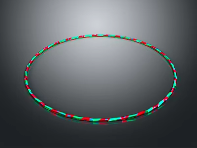 Glowing Red And Green Neon Hula Hoop With Circular Light Design 3d model