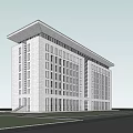 Modern Multi Storey Office Building Exterior With Emblem And Numerous Windows