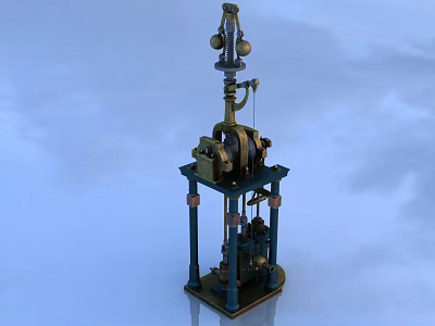 Industrial Equipment Mechanical Structure With Vertical Tower Gears And Metal Base 3d model