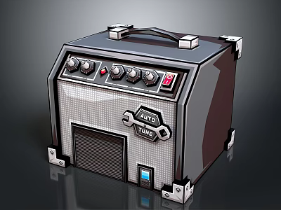 Vintage Style Speaker With Control Panel Knobs Buttons And Mesh Front Panel 3d model