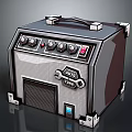 Vintage Style Speaker With Control Panel Knobs Buttons And Mesh Front Panel
