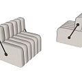 Modern White Single Sofa With Striped Design Black Armrests And Upholstered Fabric