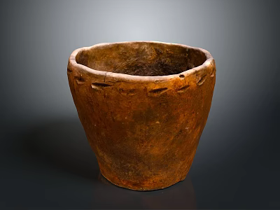 Traditional Handcrafted Terracotta Pottery Sculpture With Carved Textured Surface Design 3d model