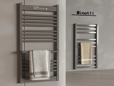 Modern Wall Mounted Metal Bathroom Shelf with Hanging Towel Minotli and Multiple Bars 3d model