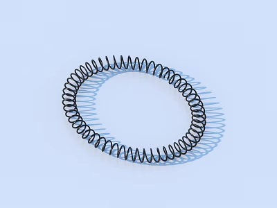 Black Helical Coil Spring on Light Blue Background with Soft Shadow 3d model