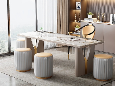 Modern Light Luxury Marble Tea Table and Chair Combination Tea Table Rock Plate Tea Table Tea Table Tea Tray Tea Set Backrest Chair Sofa Stool model