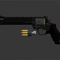 Fortishawk Revolver With Black Silver Finish Long Barrel Bullets And Red Accent Grip