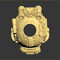 Golden Decorative Sculpture With Intricate Mechanical Details And Ornate Carvings
