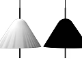 Sleek Modern White and Black Conical Pendant Lights with Minimalist Design