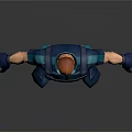 Cartoon Style 3D Male Character In Blue Uniform Standing With Red Hair And Goggles