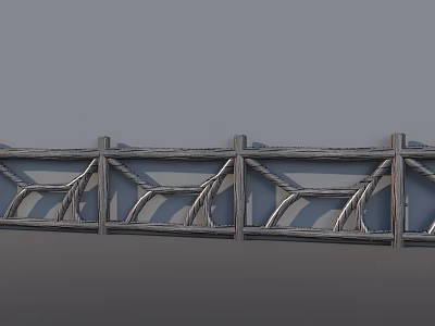 Elegant Metal Railing With Interlaced Curved Lines Decorative Outdoor Fence Design 3d model