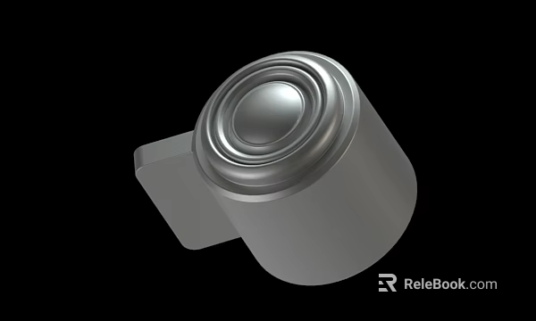 Shiny Metal Mechanical Part With Circular Top And Square Side Connector 3d model 