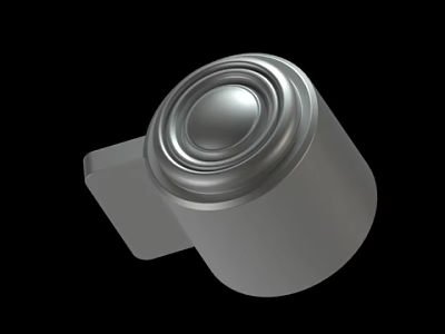 Shiny Metal Mechanical Part With Circular Top And Square Side Connector 3d model