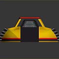 Futuristic Yellow Aerospace Spaceship with Black Windows and Red Accents in Cosmic Design