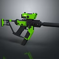 Green And Black Tactical Assault Rifle With Scope And Modern Design