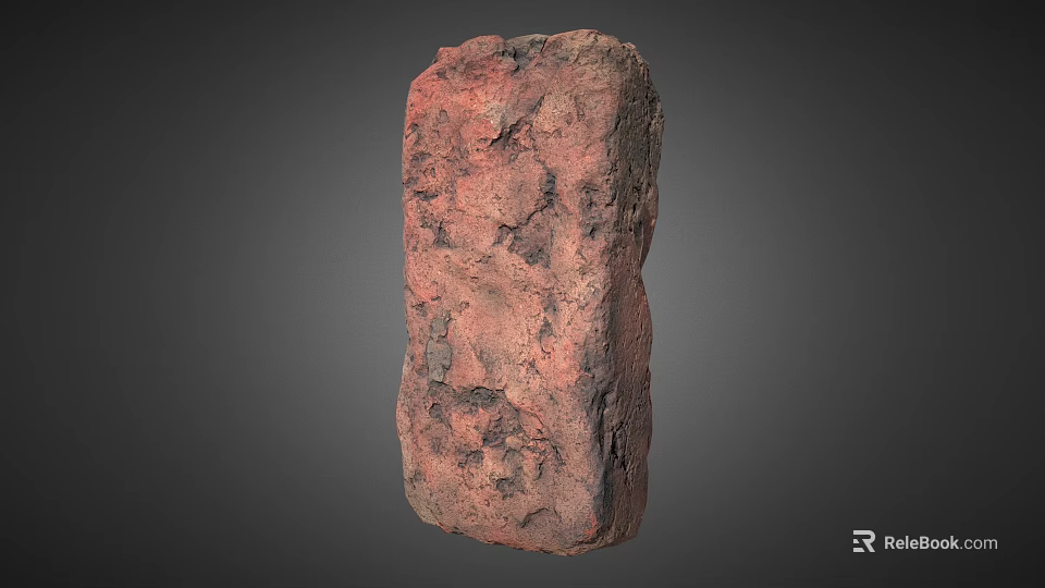 Natural Stone Block With Rough Surface Texture And Red Brown Natural Material 3d model 