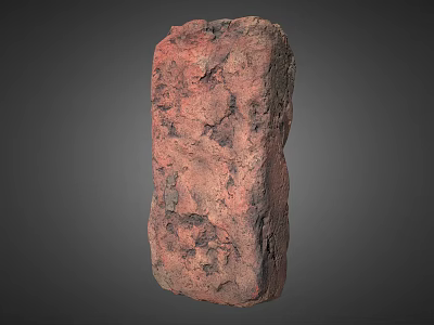 Natural Stone Block With Rough Surface Texture And Red Brown Natural Material 3d model