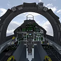 Gray Fighter Jet Flying With Weapons And Landing Gear Down In Blue Sky