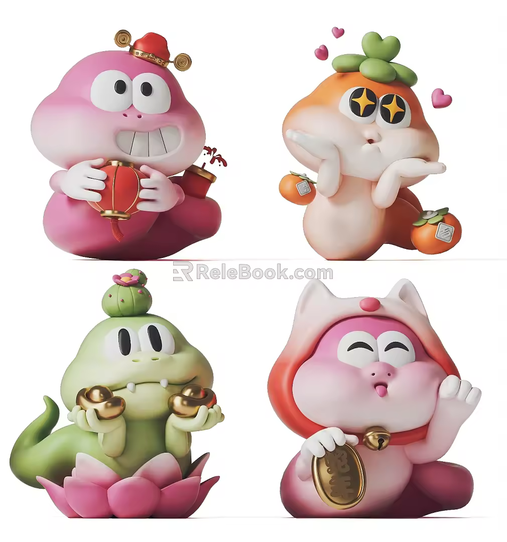 Modern Year of the Snake Ornaments Snake Ornaments Year of the Snake 3d model
