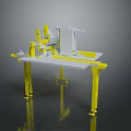 Industrial Mechanical Structure With Yellow Components White Workbench And Support Legs 3d model