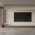 Modern TV Wall Interior Design With Flat Screen TV Wooden Accents And Recessed Lighting