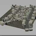 Detailed Miniature City Model With Residential Buildings And Urban Layout Design
