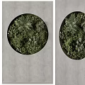 Circular Vertical Green Wall With Lush Plants On Grey Wall 3d model