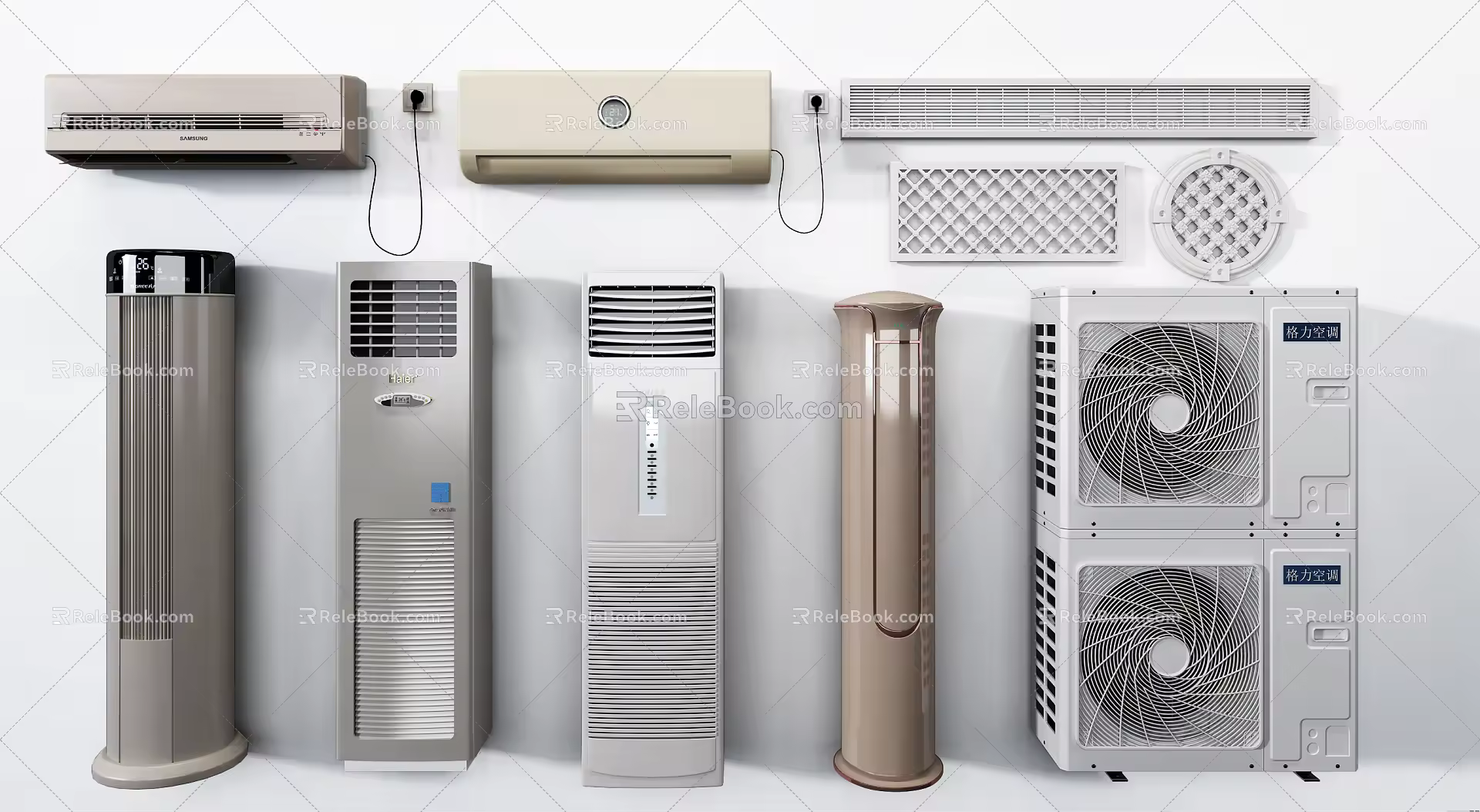 Modern air conditioning air conditioning vertical air conditioning external unit port combination 3d model