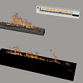 Modern Linear Fireplaces With Burning Flames In Black And White Designs 3d model