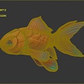 Modern Fish Cold Water Fish Goldfish Gold Grass 3d model