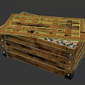 Rustic Open Wooden Crate With Slatted Design And Natural Wood Texture