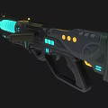 Futuristic Sci Fi Weapon With Glowing Blue Elements And Digital