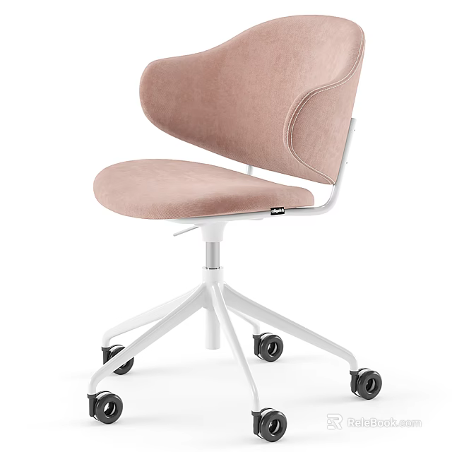 Modern Pink Ergonomic Office Chair With White Swivel Base And Comfortable Seat 3d model 