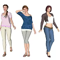 Modern multiplayer ladies with different postures 3d model