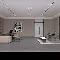 Modern Minimalist Corporate Front Reception With Marble Brand Wall And Comfortable Waiting Lounge Space